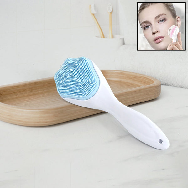 Silicone Face Scrubber Exfoliating Brush, Manual Handheld Facial Cleansing (1 Pc)