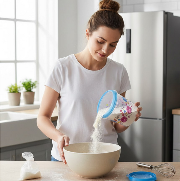 Plastic Transparent Container Air Tight Dabba Set (3000ml, 2000ml, 1000ml, 750ml, 500ml)