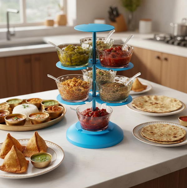 4 in 1 Multipurpose 360 Degree Rotating Pickle Rack Container for Kitchen