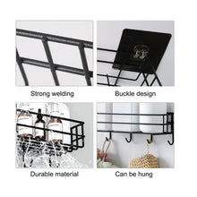 Heavy-Duty Self-Adhesive Wall Storage Baskets with Hooks (Pack of 2)